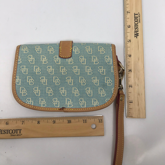 Dooney & Bourke Blue Brown Leather Wristlet - Picture 2 of 5
